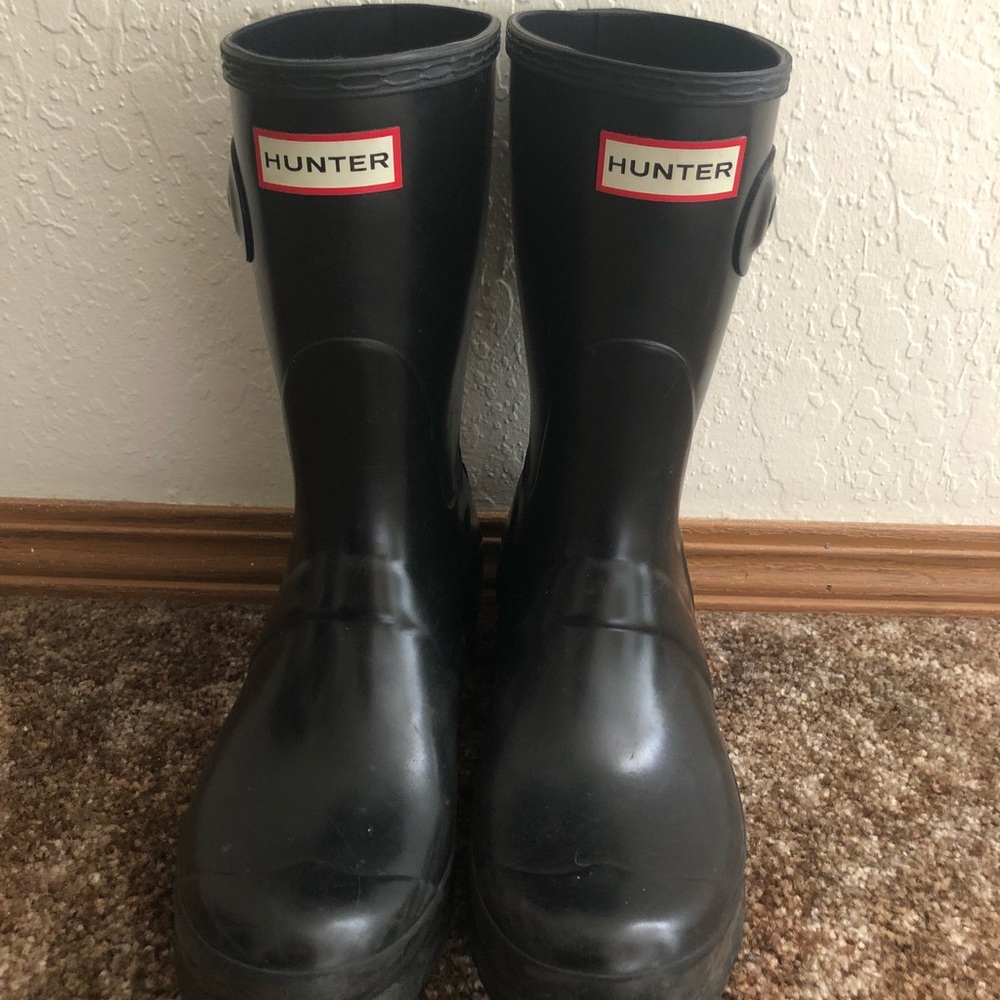 Black glossy short Hunter Boots